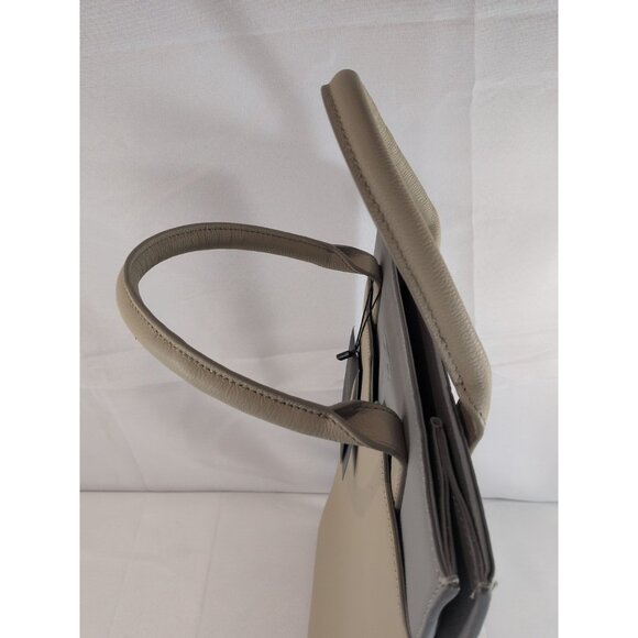 Tesla Corsicana Tote Leather Purse Bag NEW NWT Beige Grey Handbag Satchel $500 - Picture 12 of 16